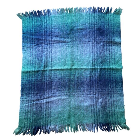 Vintage St Albans Mohair Throw Australia Luxury Turquoise Colbalt Blue - Picture 2 of 5